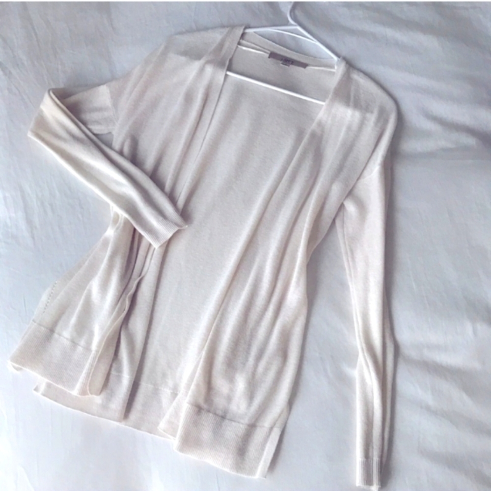 White Open Cardigan Pointelle Long Sleeve